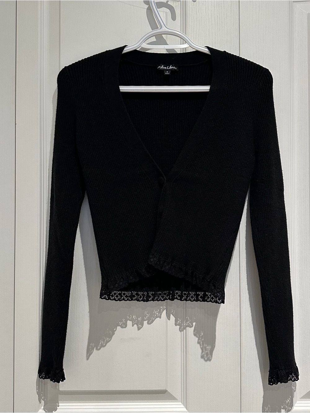 For Love & Lemons Black Ribbed Knit Top - Picture 4 of 6